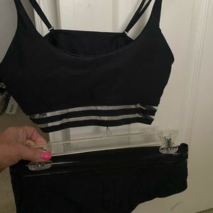 2 piece high top bikini. Black with sheer  size 10
